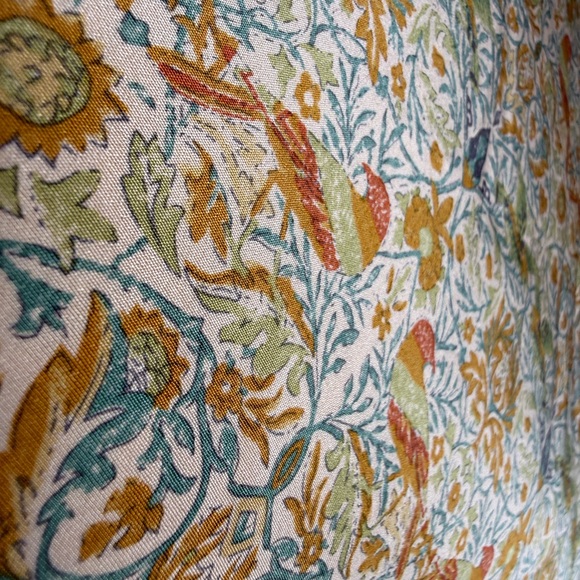 Vintage Sundance Orange, Gold, Green Bird Design Silk Maxi Skirt - Picture 2 of 8